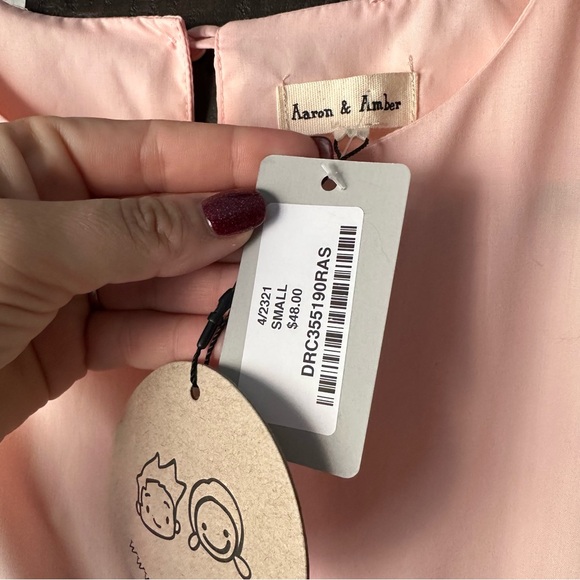 AARON & AMBER Tiered Cotton Colorblock Long Sleeve Dress New with Tags Size S - Picture 5 of 10